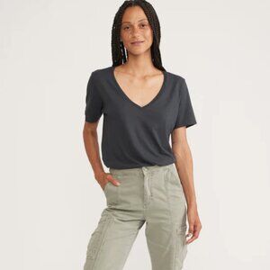 Boyfriend V-Neck Tee in Faded Black - Large / Faded Black